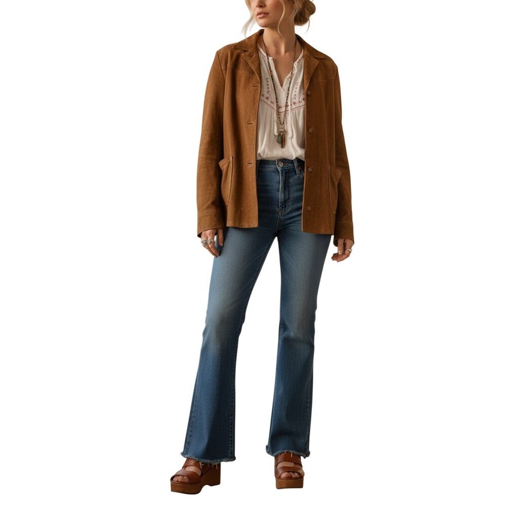 Vintage 60s L.L. Bean Genuine Deerskin Suede Button Front Jacket Size 10